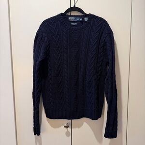 NWOT Medium Ralph Lauren Navy Cable-Knit Fishermans Sweater